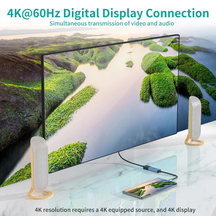 Перехідник USB 3.1 Type-C --&gt; Displayport F 4K 60Hz cірий Choetech - фото 3