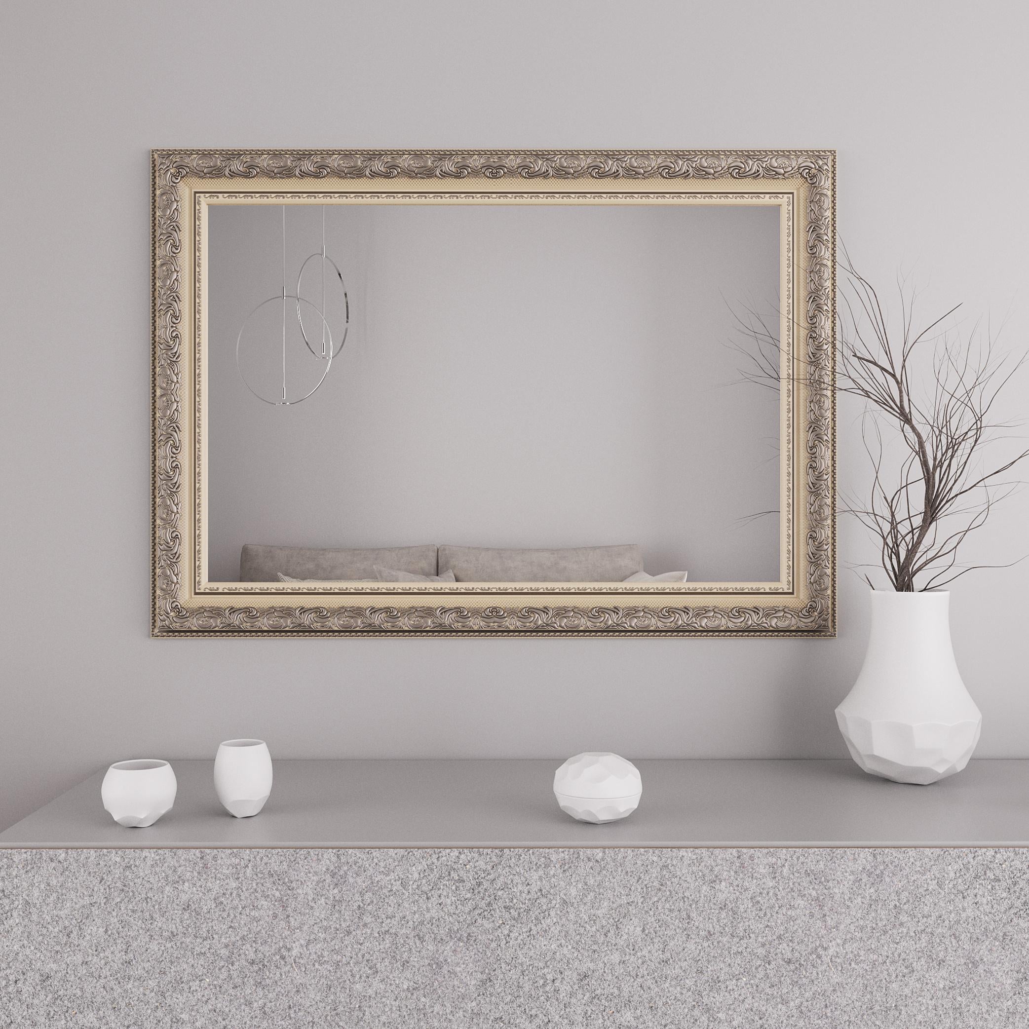 Зеркало настенное Black Mirror 106х76 см с патиной серебра Бежевый (8731А-308)