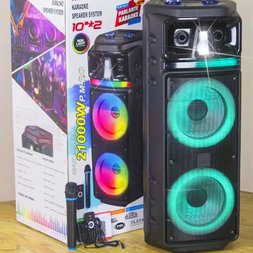 Колонка портативна KOLAV-M2102 2х10" з мікрофоном та пультом RGB (M2102) - фото 6