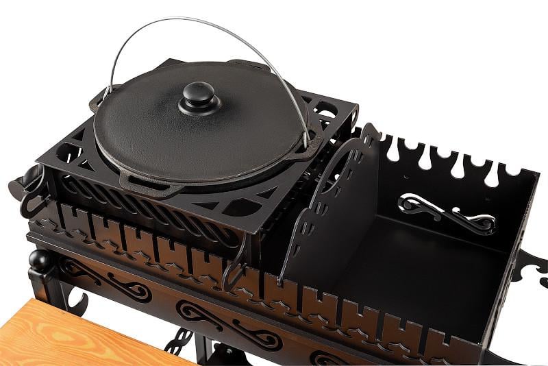 Мангал гриль Smoke House BBQ в комплектації Maximum 850х600х850 мм на 15 шампурів з кришкою BBQ грати та шампурами Античний (27860589) - фото 7 Мангал гриль Smoke House BBQ в комплектації Maximum 850х600х850 мм на 15 шампурів з кришкою BBQ грати та шампурами Античний (27860589) - фото 7