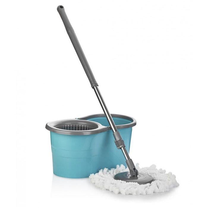 Набор для уборки Eco Fabric швабра с автоматическим отжимом + круглое ведро 13 л Бирюзовый (1908675765)