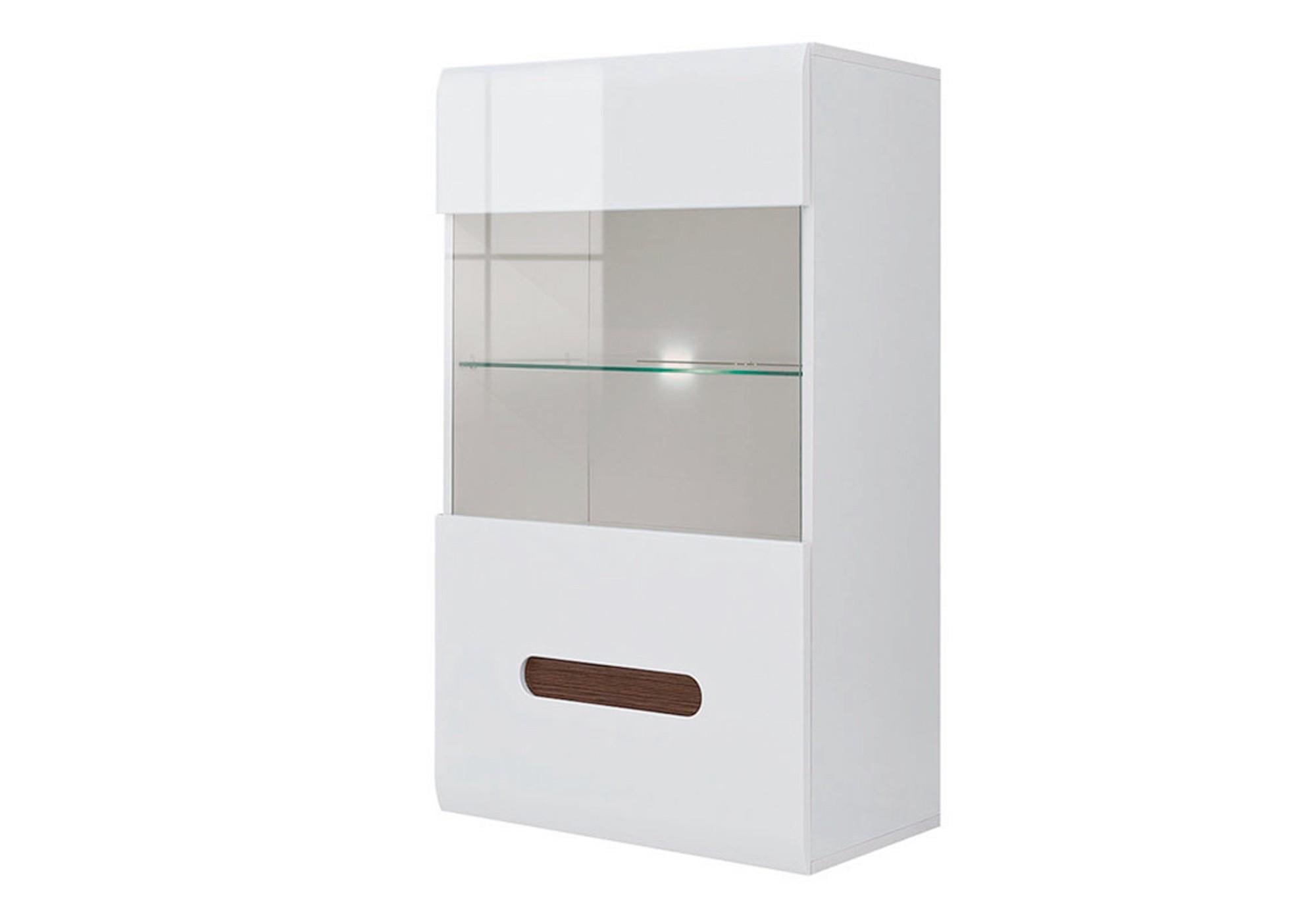 Шкаф-витрина подвесная Ацтека 60х35х102 Белый/Белый глянец венге (35863)