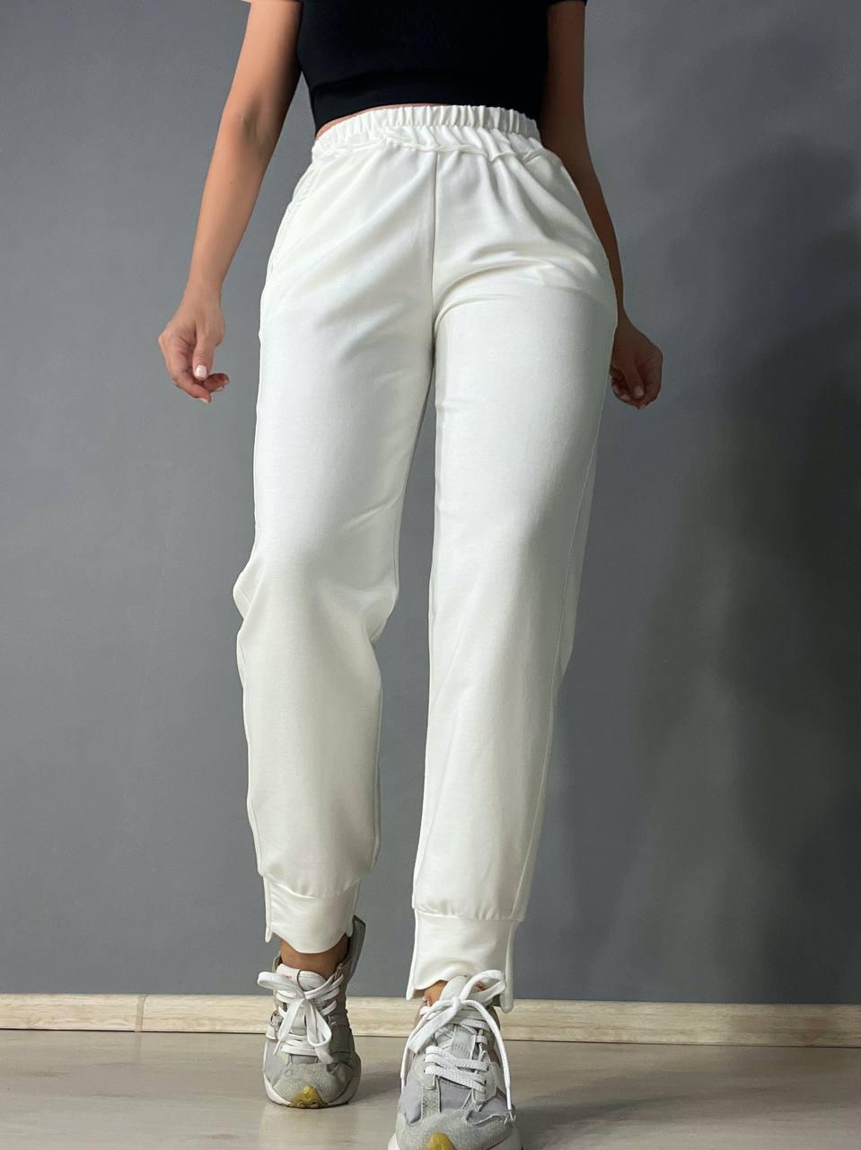 Брюки женские LSK 5539 джогеры на манжете с карманами M Белый (27082975)