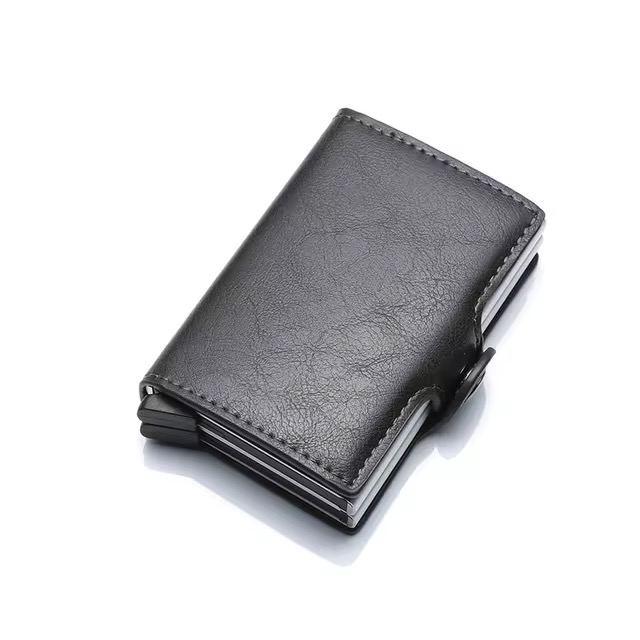 Картхолдер-кошелек двойной кожаный для карточек и денег с RFID-защитой Серый (C1807H3GreyB)
