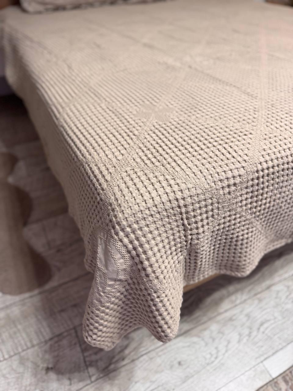 Комплект вафельний євро покривало-простирадло 200х230 см/наволочки 50х70 см 2 шт. Капучино (П4К-al-n-vaf-003) - фото 2