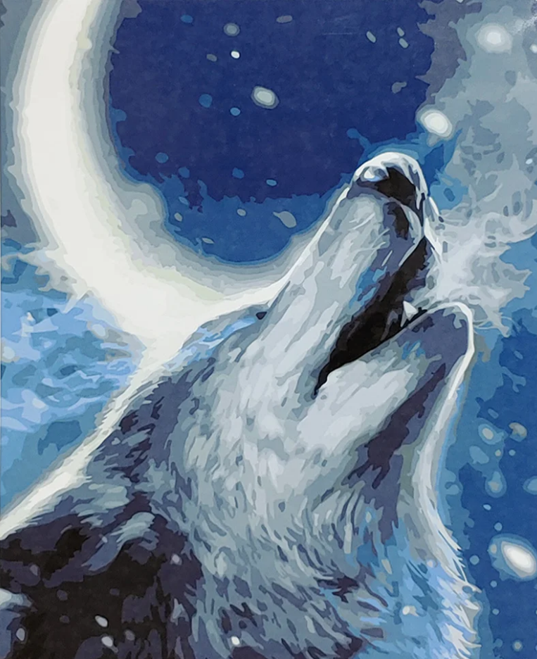 Картина по номерам Strateg Премиум Голос волка с лаком и уровнем 40x50 см (SY6923)