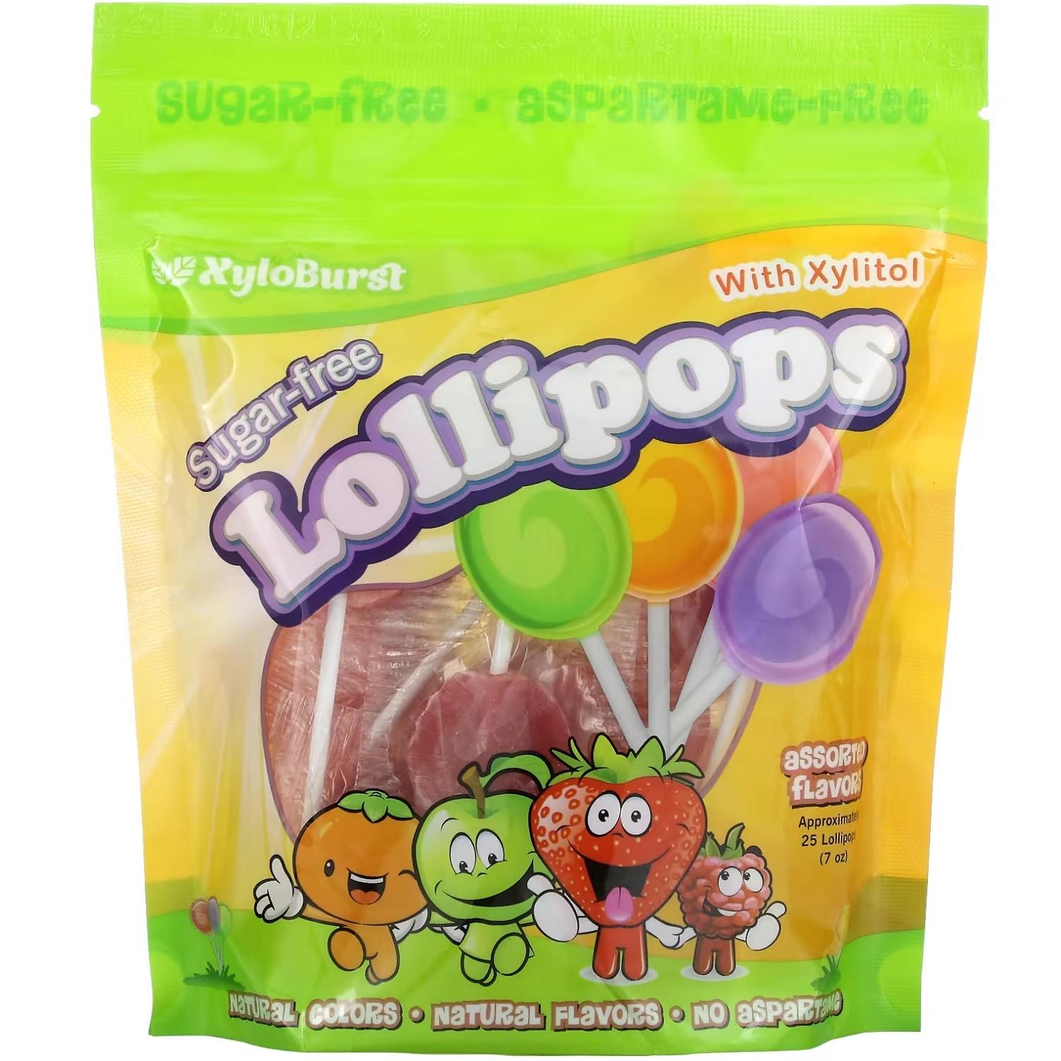 Леденцы на палочке XiloBurst LolliPops натуральные с ксилитом без сахара 198 г 25 шт.