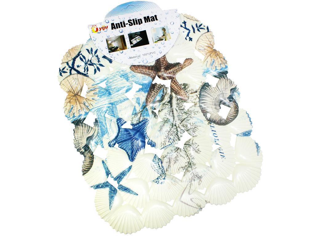 Коврик для раковины антискользящий Мушля с узором 25х29 см Океан