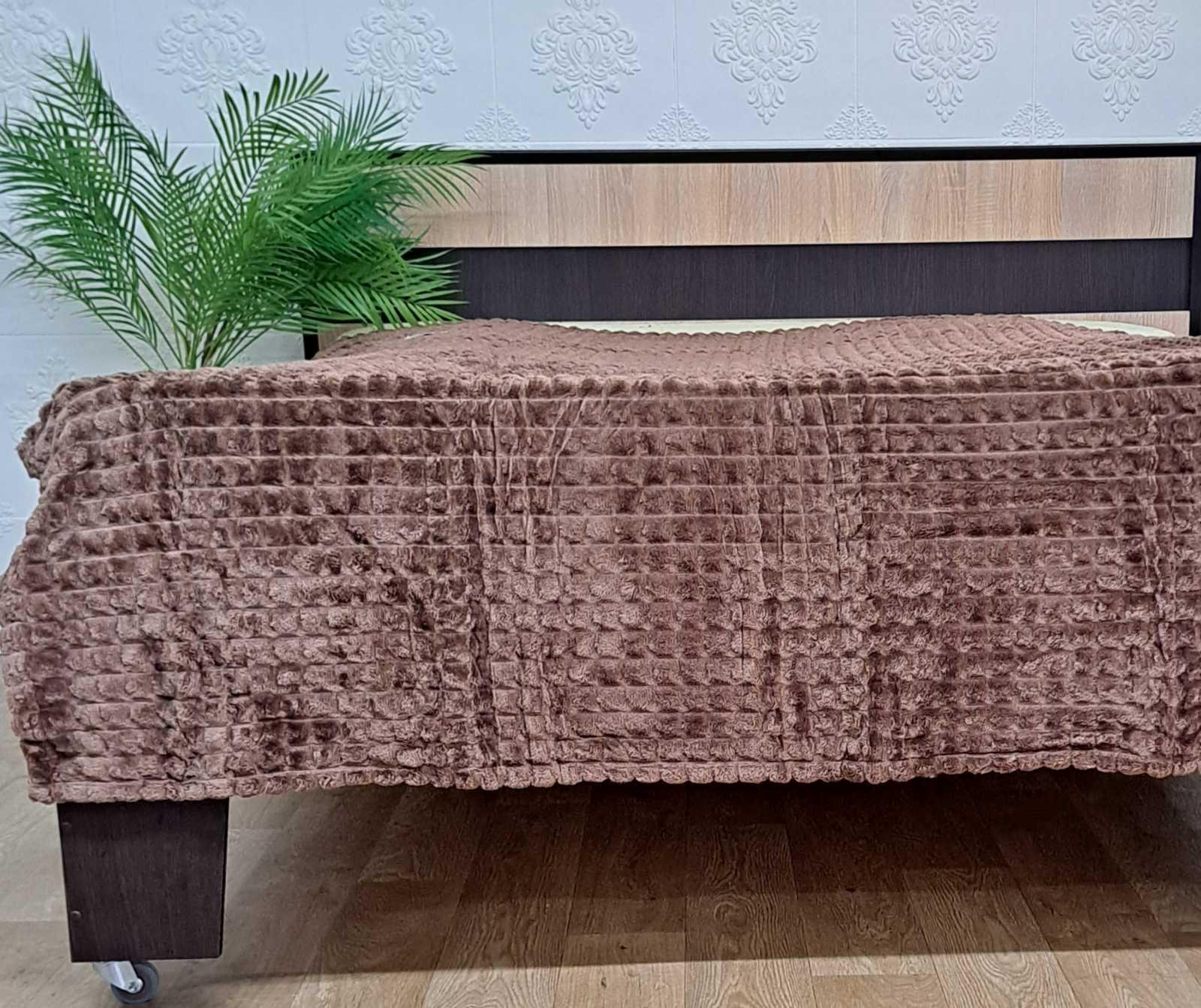 Покривало велюрове 618 180х200 см Світло-коричневий (CN21524)