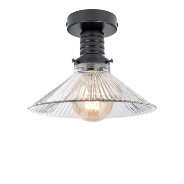 Потолочный светильник ретро из ребристого стекла Cone Clear Jazz Collection R Black (CL-JC0005/BLACK) - фото 1