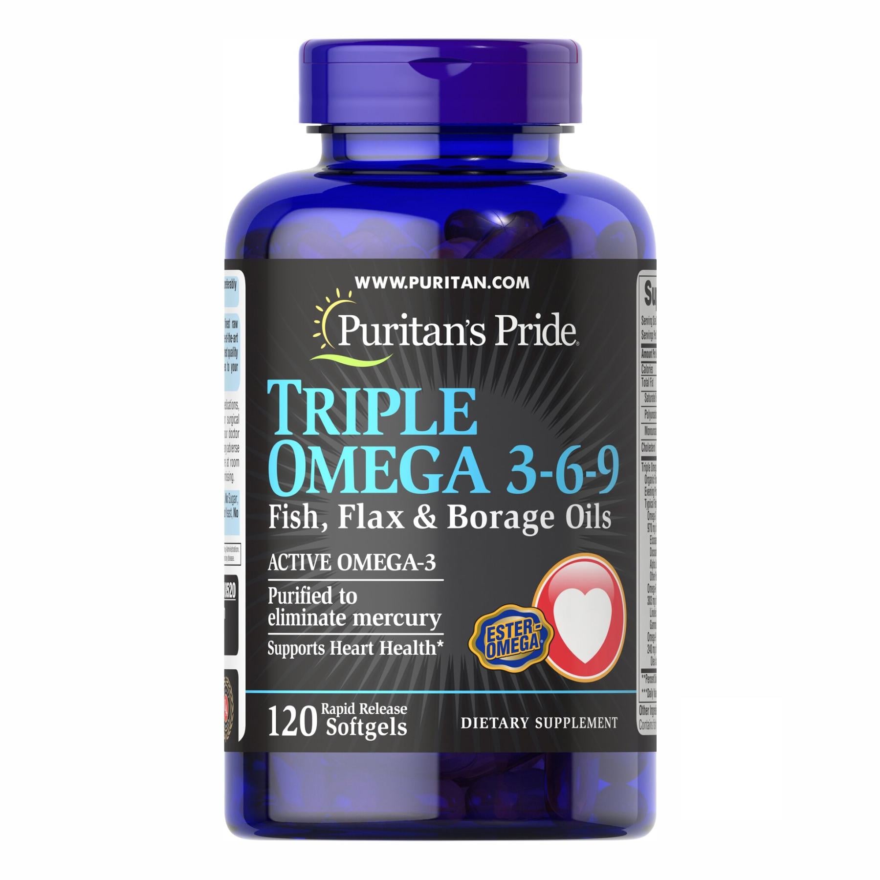 Добавка Triple Omega 3 6 9 Fish Flax Borage Oils 120 Softgels (100-60-8334953-20)
