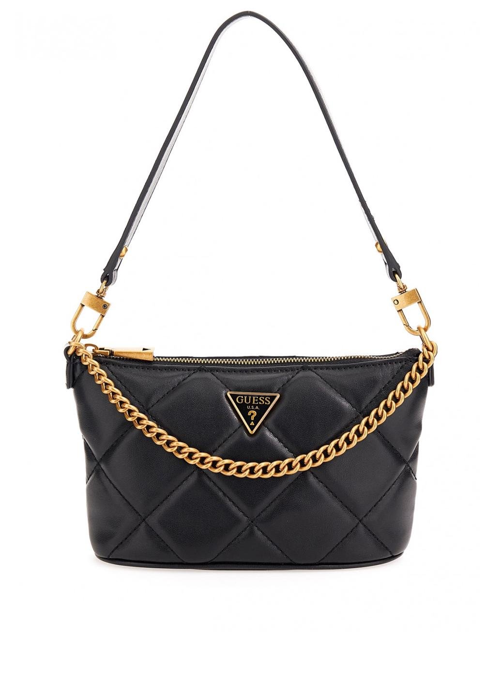 Сумка багет жіноча з еко шкіри GUESS CESSILY BUCKET HWQB7679010-BLA Чорний