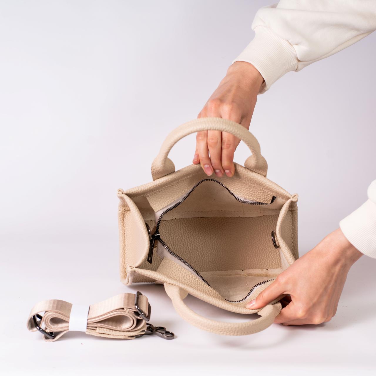 Сумка женская тоут XENIA № 40-24 из эко-кожи Бежевый - фото 4 Сумка женская тоут XENIA № 40-24 из эко-кожи Бежевый - фото 4