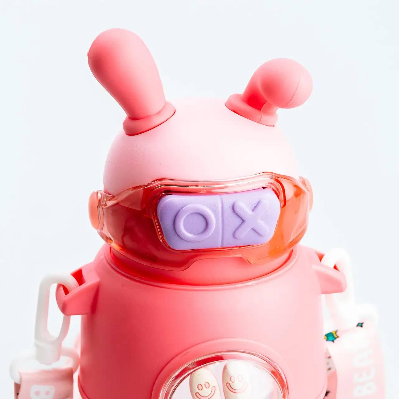 Термос детский с ремешком Зайчик 500 мл Розовый (2386) - фото 2