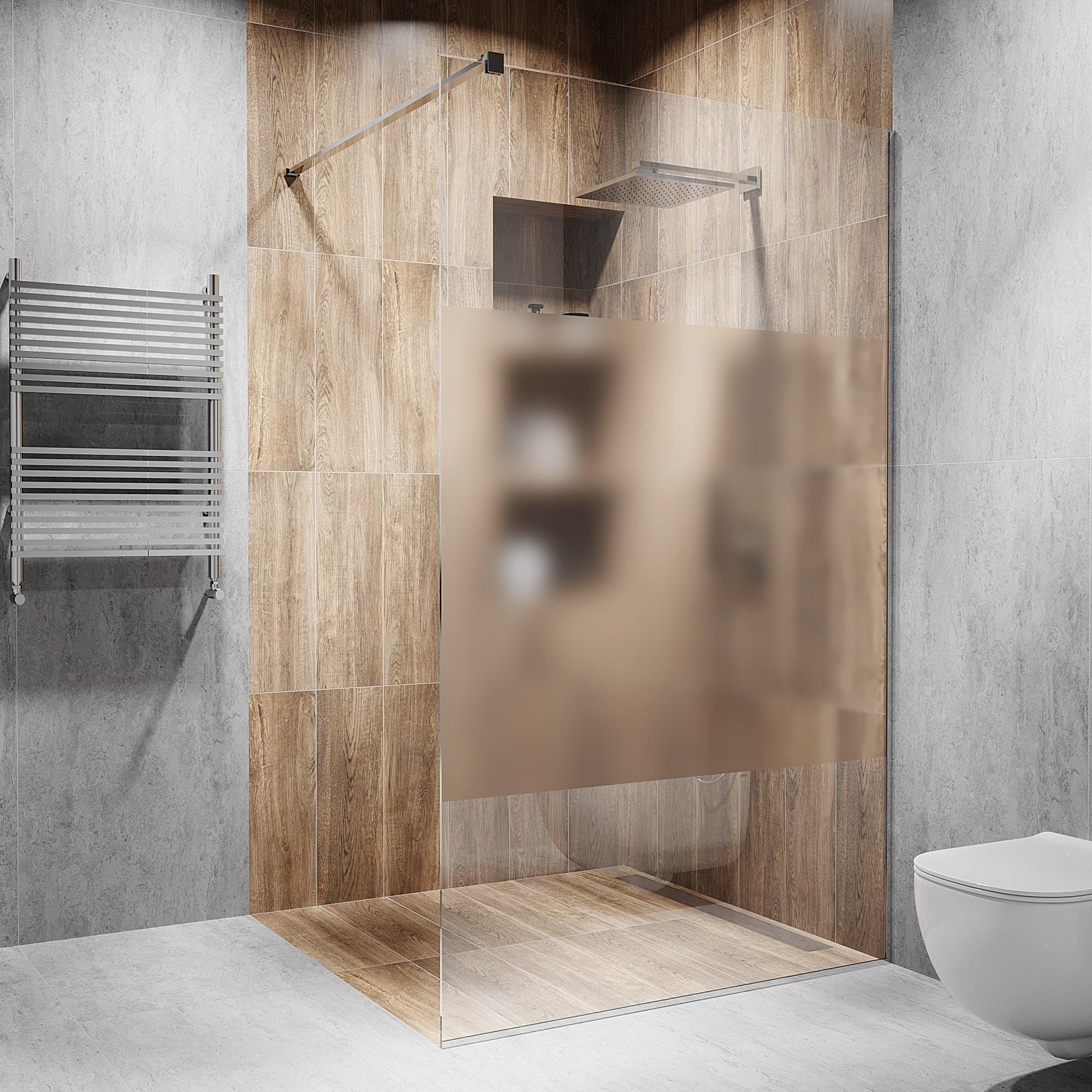 Перегородка скляна душова 2000х1200 мм скло діамант з фурнітурою PSS полірованою