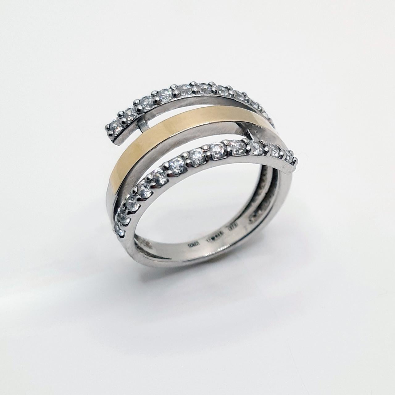 Кольцо серебро родий олотая накладка 925° 3,41 г р. 16,5 (2008318801)