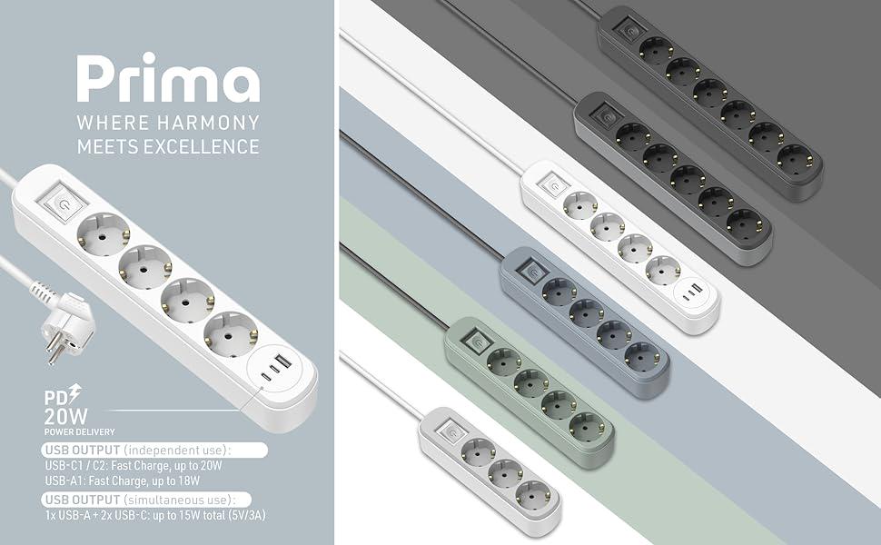 Подовжувач Electraline 4 розетки 3 USB 2хUSB-C/1хUSB-A 20 Вт 1,5 м 16A Білий - фото 5 Подовжувач Electraline 4 розетки 3 USB 2хUSB-C/1хUSB-A 20 Вт 1,5 м 16A Білий - фото 5