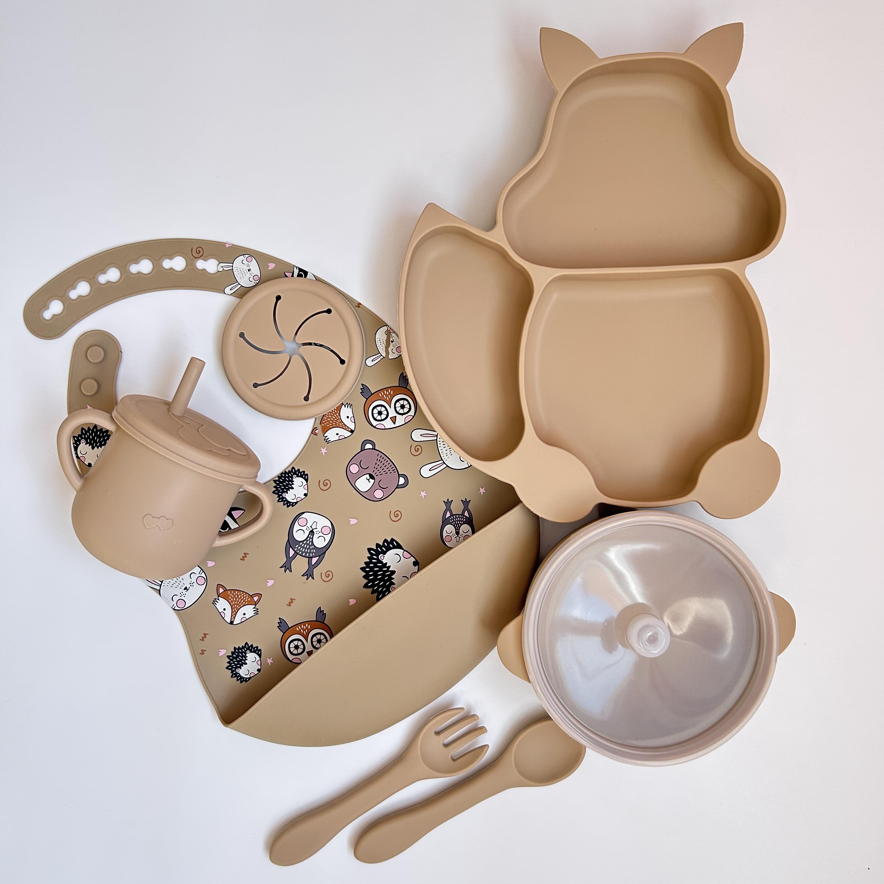 Детский набор посуды SQPR img_e5522 из силикона принт Белка (Y15)