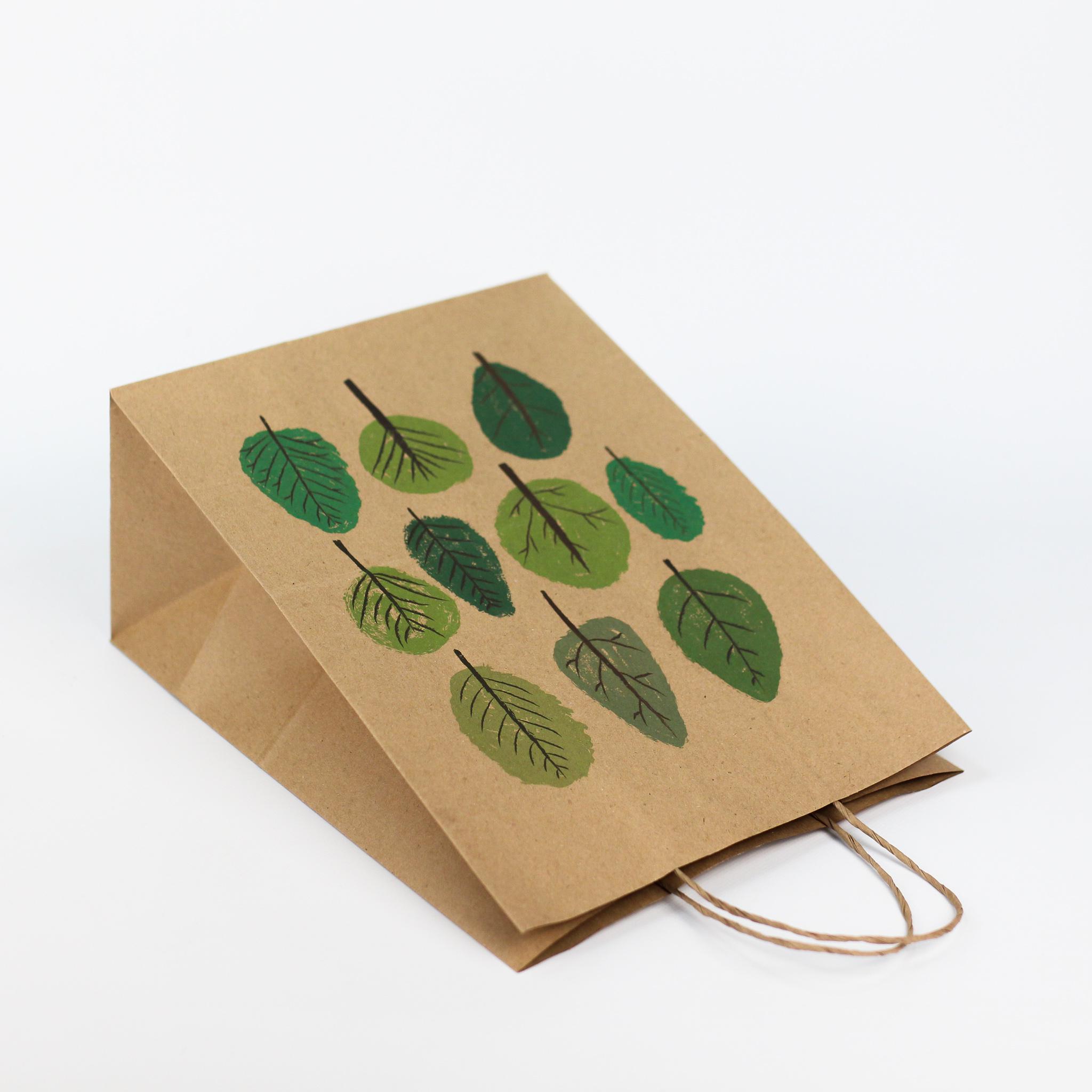 Пакет подарочный Листочки 260х150х350 мм 20 шт. - фото 2