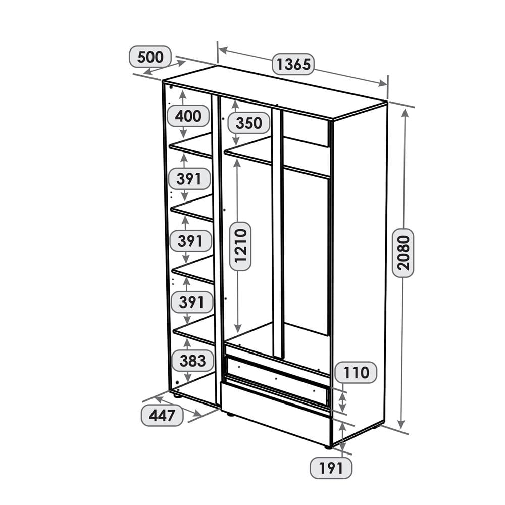Шкаф трехдверный Эверест ШЛ-3 Лайт Дуб Крафт Белый (EVR-071085) - фото 6 Шкаф трехдверный Эверест ШЛ-3 Лайт Дуб Крафт Белый (EVR-071085) - фото 6