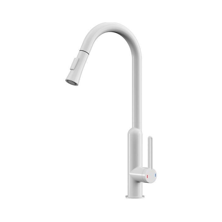 Смеситель кухонный AiM с выдвижной воронкой Белый (RS-DG16057- frosted white)