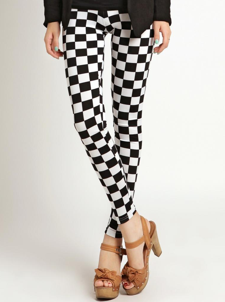 Лосины в шахматную клетку One size Бело-черный (23-76-1317-К)