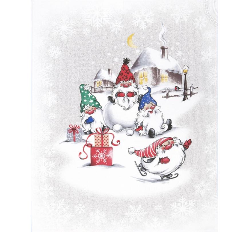 Кухонное вафельное полотенце Luxyart с новогодним принтом Гномы на снегу 50х60 см (LS-821)