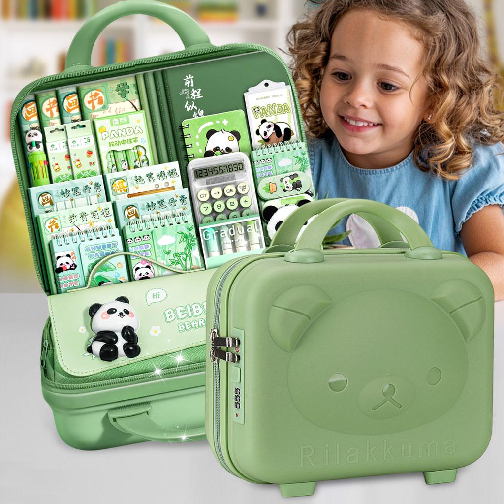 Набір канцелярії в чемодані Панда 55в1 Зелений - фото 2 Набір канцелярії в чемодані Панда 55в1 Зелений - фото 2