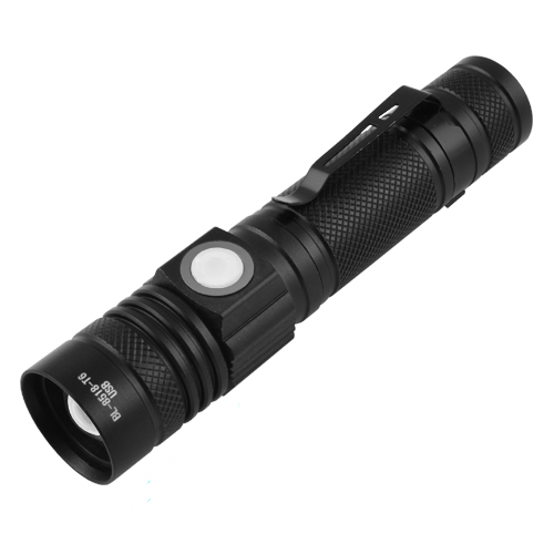 Фонарь аккумуляторный 8518/8516-T6 с зажимом/zoom Черный