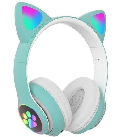 Наушники беспроводные Bluetooth Cat Ear VZV-23M 7695 400 мАч с подсветкой Мятный (532717)