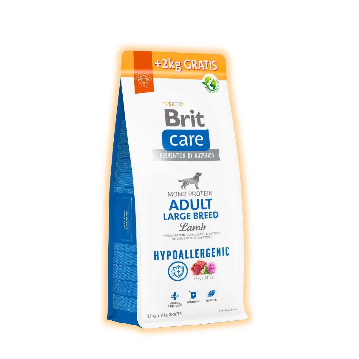 Корм сухой гипоаллергенный Brit Care с ягненком для взрослых собак больших пород 12+2 кг (32926860)