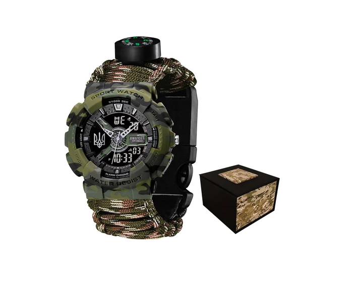 Наручные часы Awarder 005 Трезубец серебро Camo Green Паракордовый ремешок Camo Green Наручные часы Awarder 005 Трезубец серебро Camo Green Паракордовый ремешок Camo Green