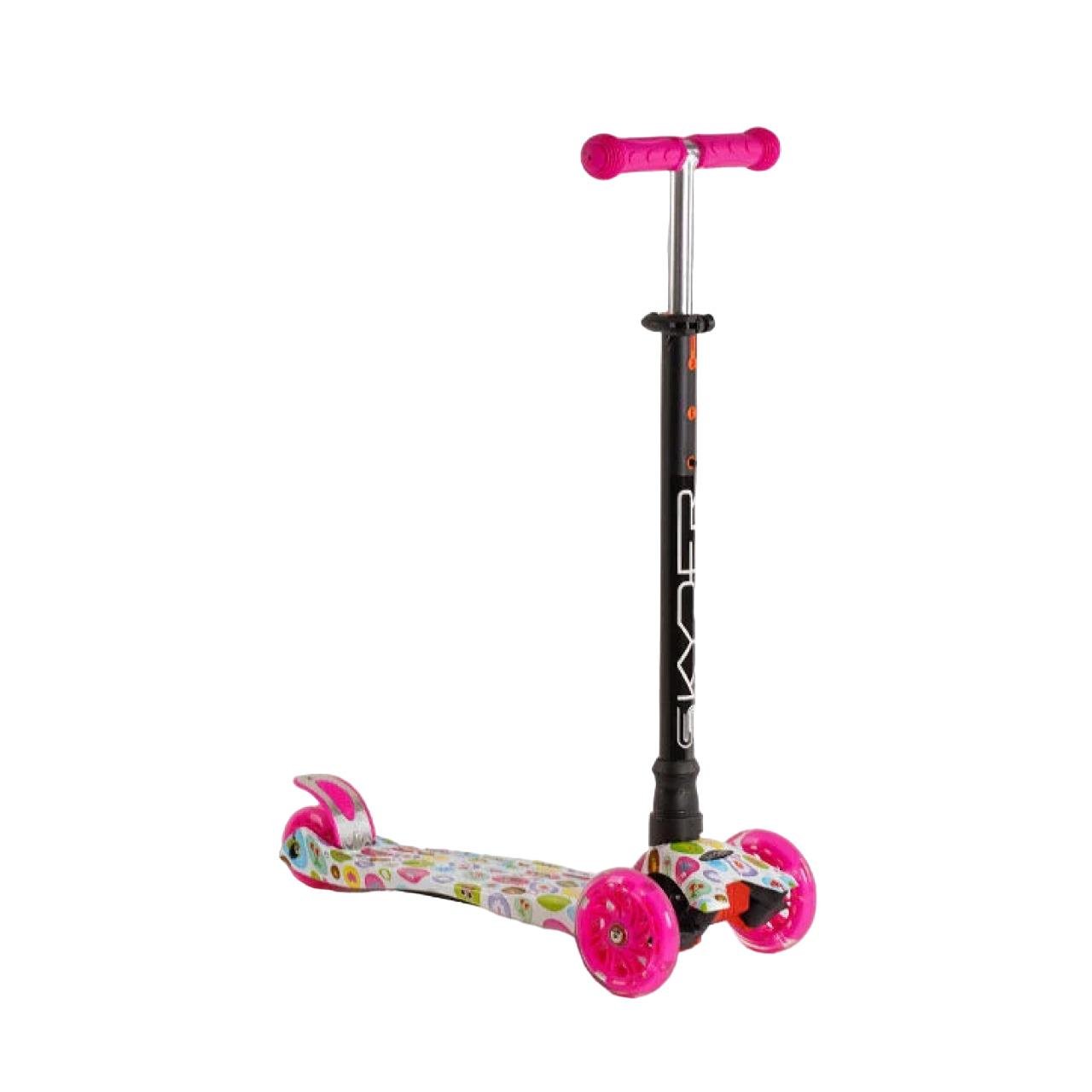 Самокат детский MAXI Best Scooter 4 колеса PU Розовый/Белый