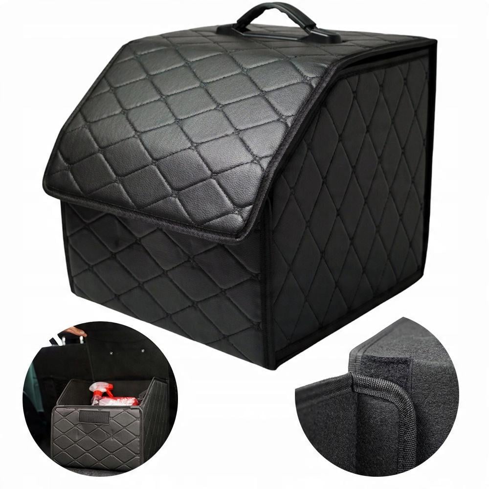 Органайзер для авто из экокожи в багажник с ручкой на липучках универсальный 30x30x30 см Черный (D-0157) - фото 4