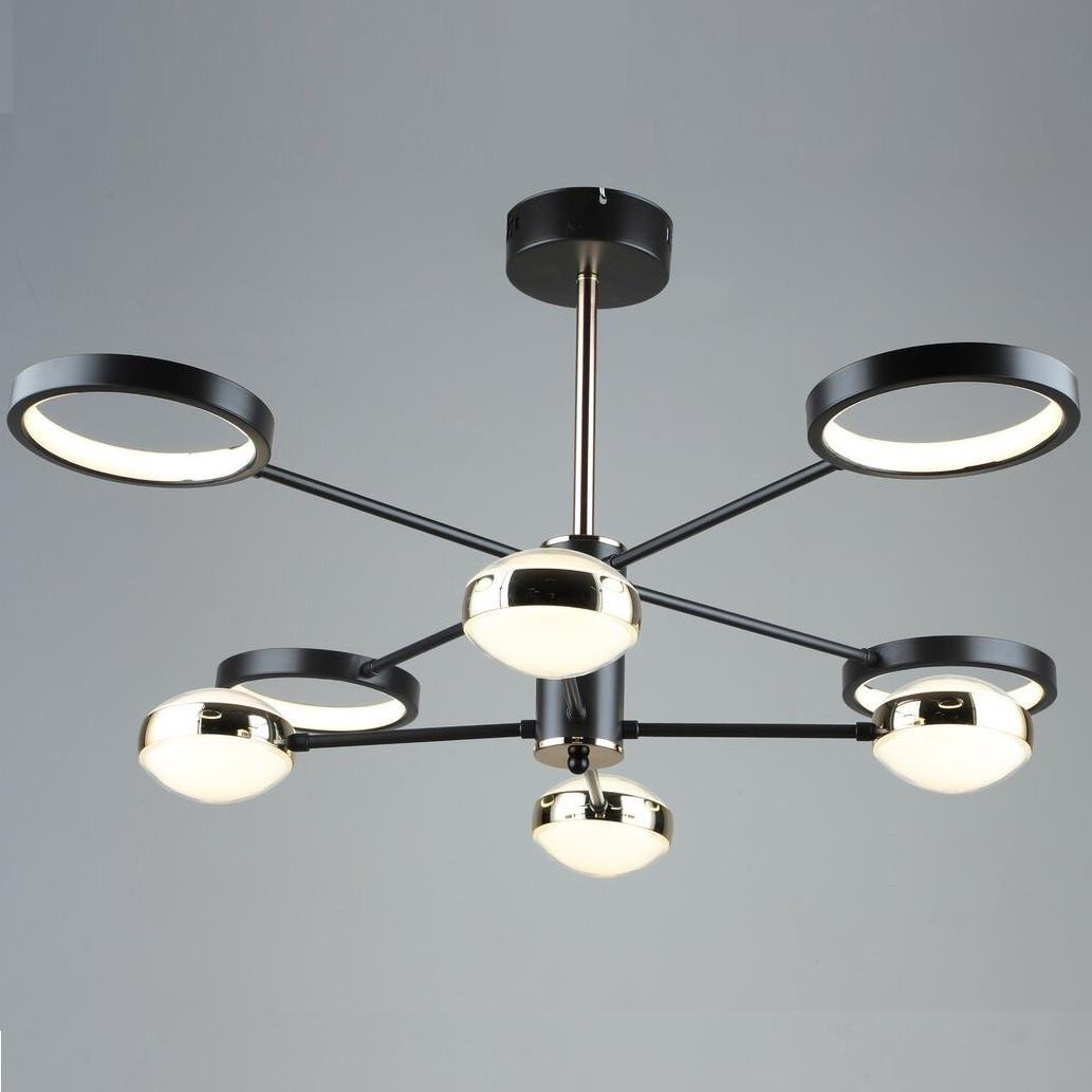 Люстра светодиодная Sirius с круглыми плафонами 68W 3000-6500К Черный (B YH872/4+4 COFFEE+GD)