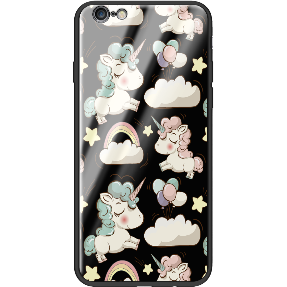 Чехол Boxface iPhone 6 Unicorns Черный силикон со стеклом (24523-cc2-37731)