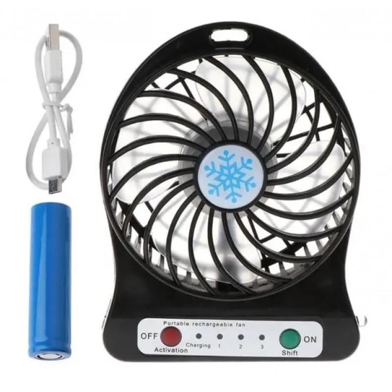 Вентилятор настольный Mini Fan USB на аккумуляторе 14х10х4 см Черный (MX-3288-11318C) - фото 2