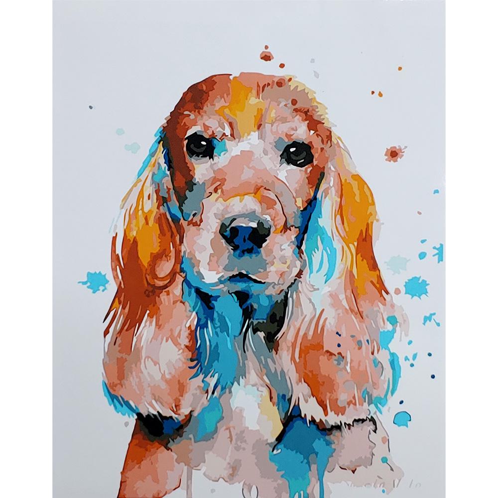 Картина по номерам Strateg Премиум Акварельный спаниель с лаком 40х50 см (SY6852)