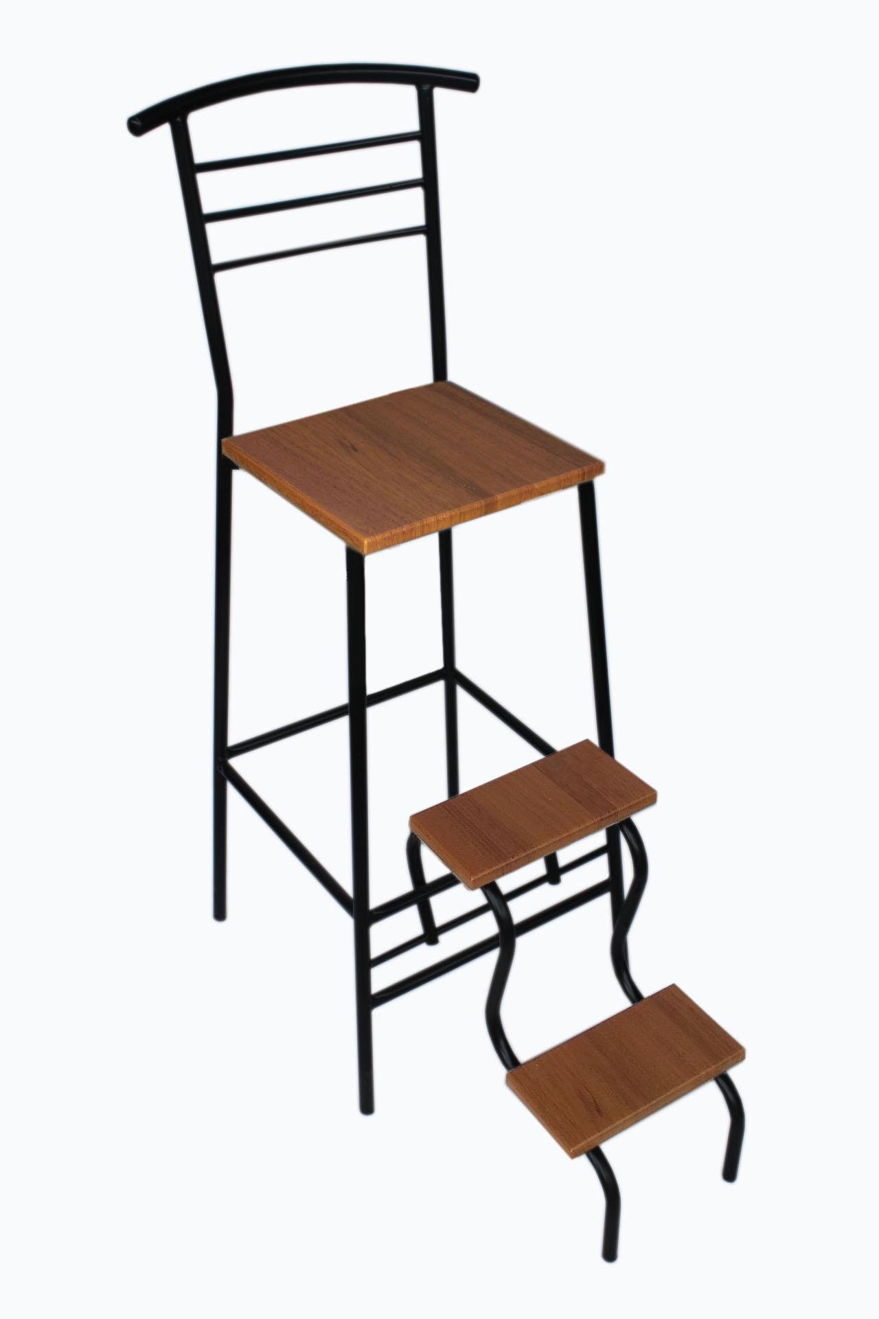 Барный стул со ступеньками Черный/Орех (2585663)