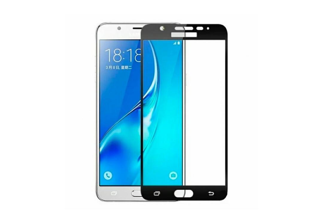 Загартоване захисне скло на Samsung J7 Prime / Чорна рамка