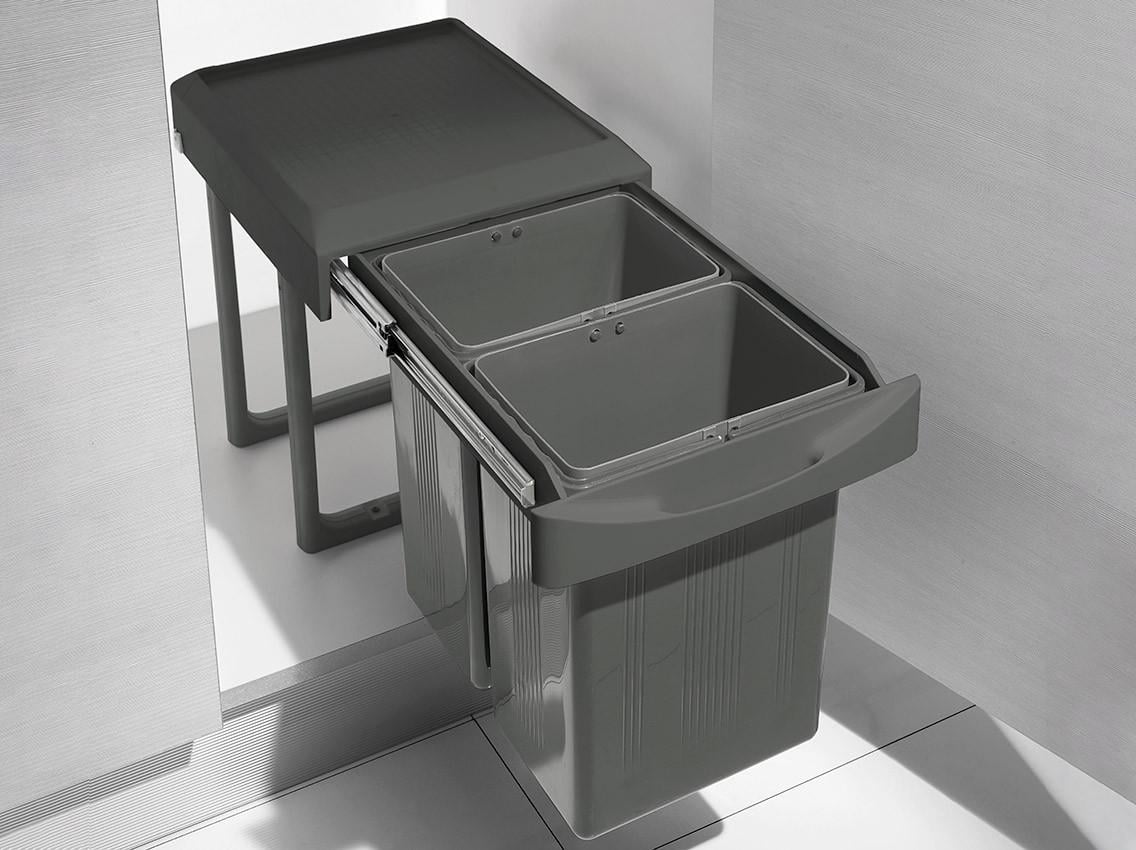 Ведро выдвижное для мусора INOXA ардезия 2х7,5 л