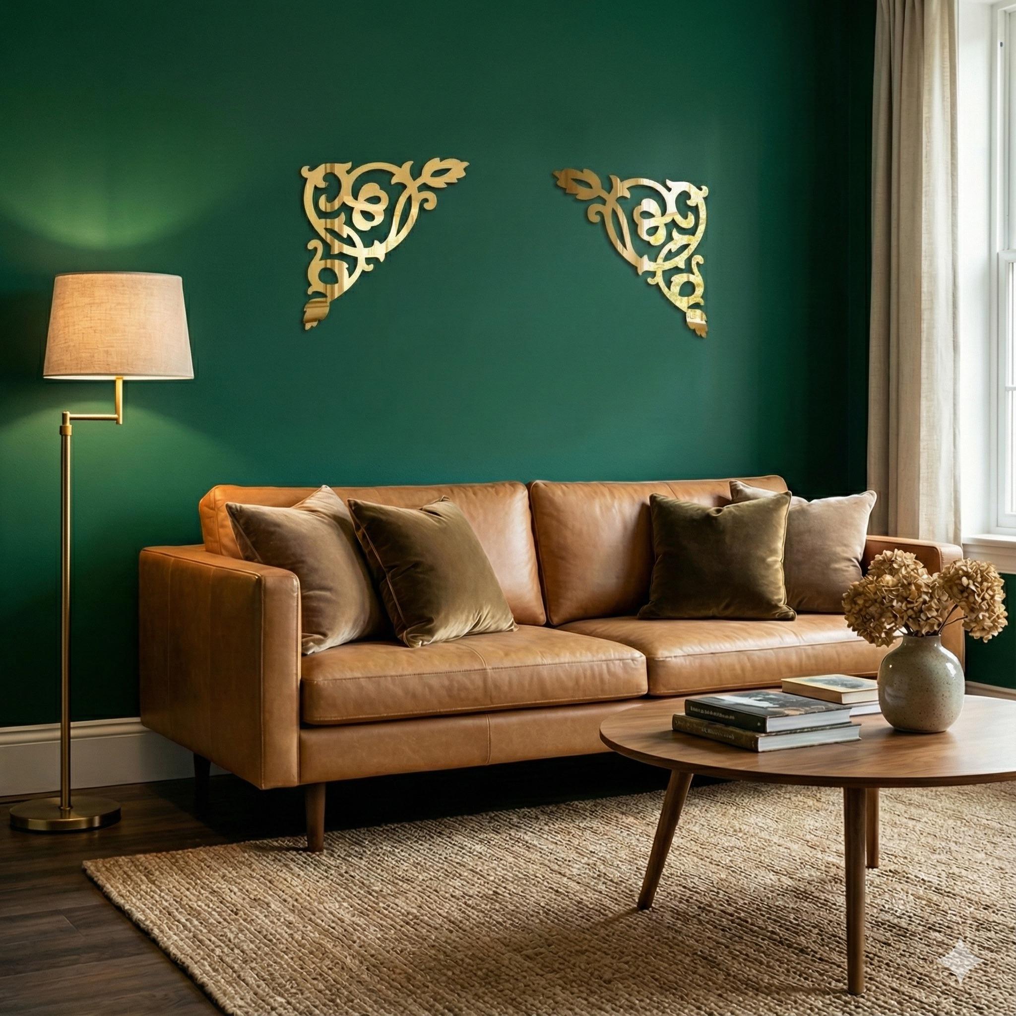 Набор угловой узор зеркальный декор DFA для стен и мебели 2 шт. Золотой (YA00085-G)