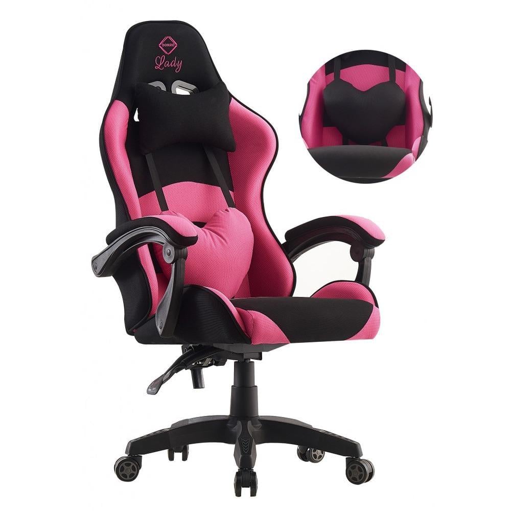 Кресло геймерское Bonro Lady 806 Черно-розовый (58-76-42300097)
