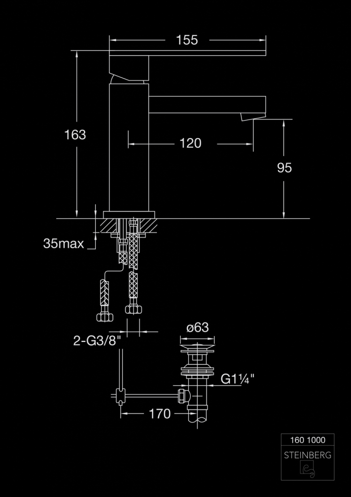 Смеситель для раковины Steinberg 160 1000 Хром (1668761711) - фото 7 Смеситель для раковины Steinberg 160 1000 Хром (1668761711) - фото 7