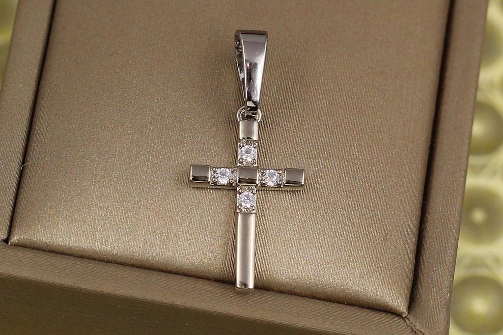 Хрестик Xuping Jewelry чотири камінці 2 см Сріблястий (1979135122)