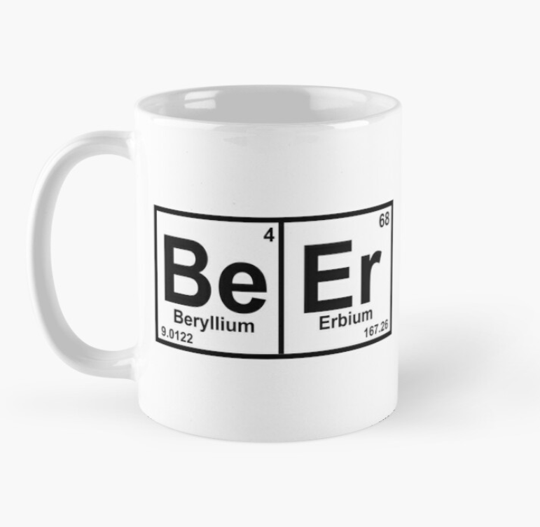 Чашка керамическая с принтом "BeEr" таблица Менделеева 330 мл Белый (ПН7Ч)