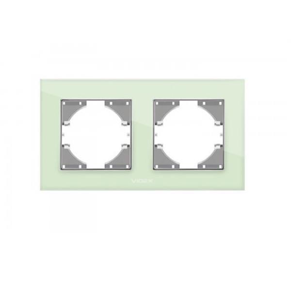 Рамка двомісна горизонтальна Videx Binera Зелене скло (00000013079)