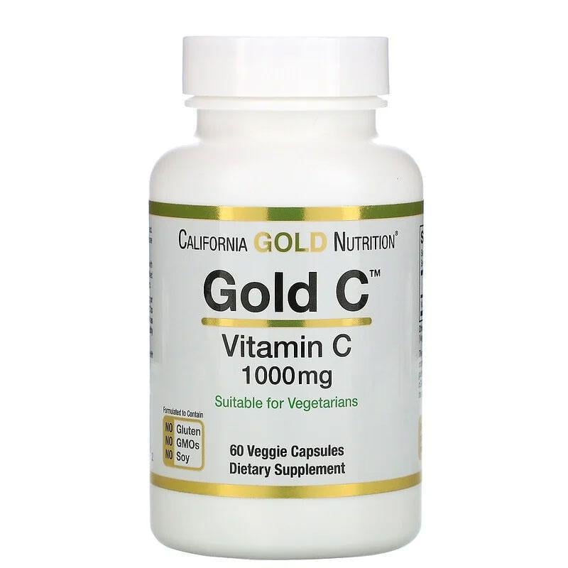 Вітамін C California Gold Nutrition Gold C Vitamin C 60 вег. капс. 1000 мг (1146627275)