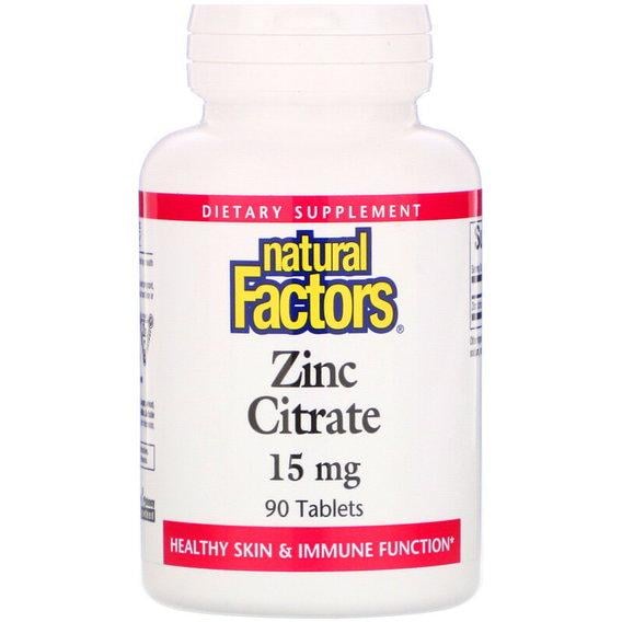 Микроэлемент Цинк Natural Factors Zinc Citrate 15 мг 90 Tabs (NFS-01678)