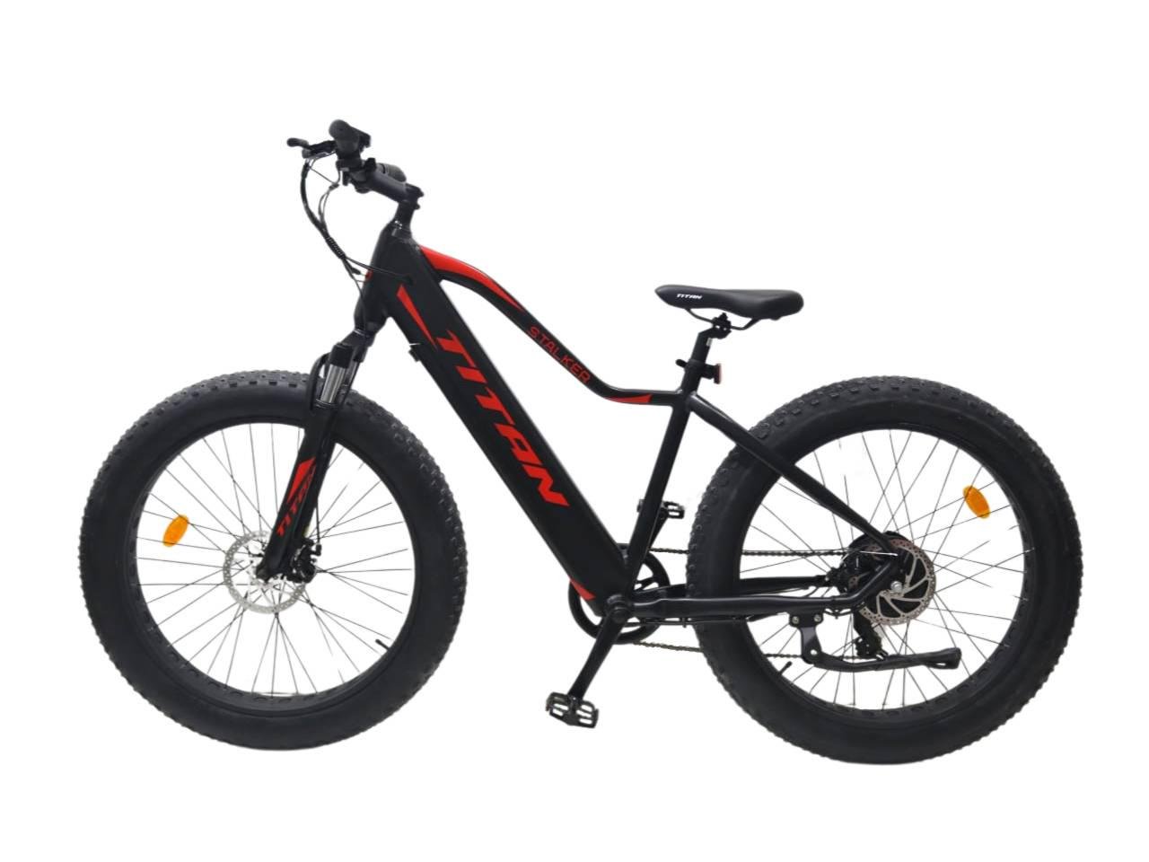 Електровелосипед E-Titan Stalker 26" 18" Чорно-червоний